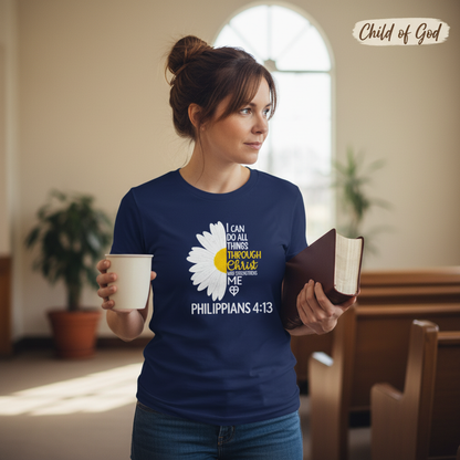 Strength in Christ Daisy T-Shirt__lifestyle