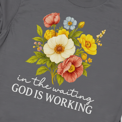 God Is Working Floral T-Shirt__detail