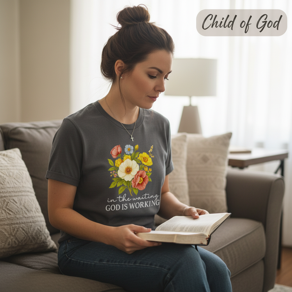 God Is Working Floral T-Shirt__use