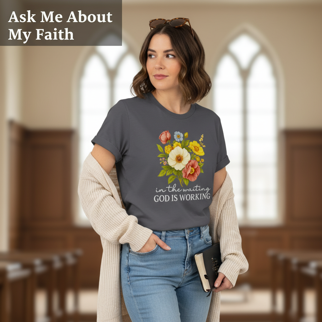 God Is Working Floral T-Shirt__pair