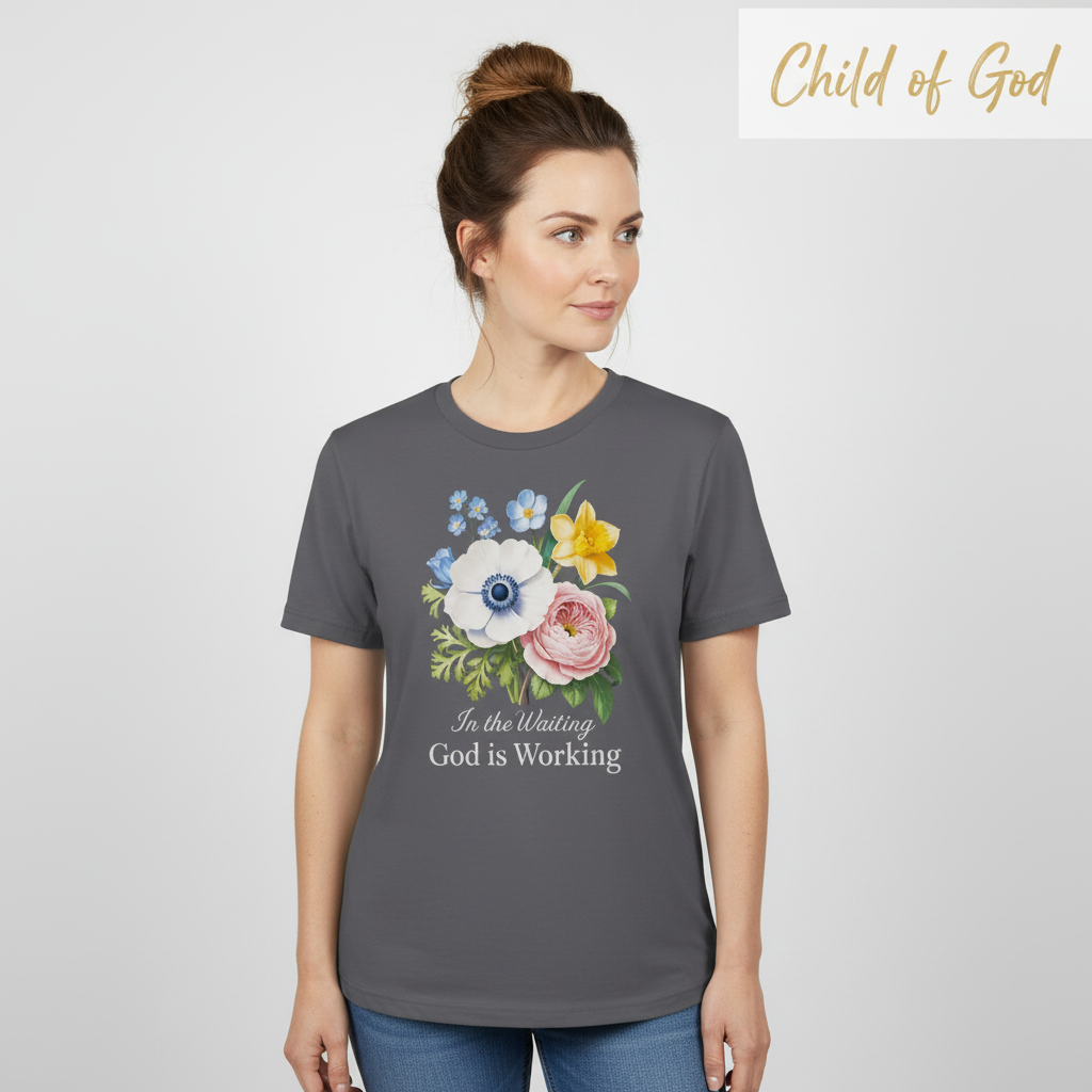 God is Working Floral T-Shirt__hero