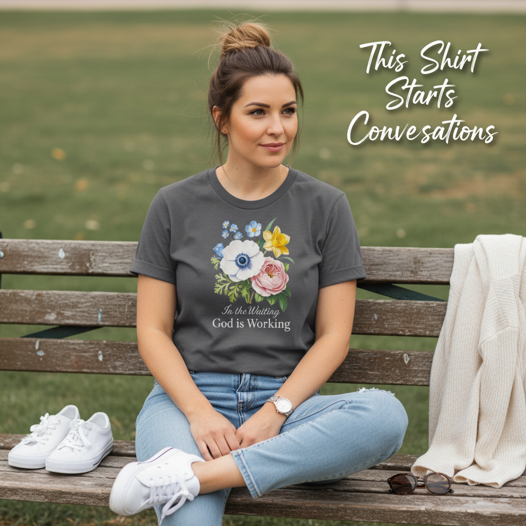 God is Working Floral T-Shirt__pair