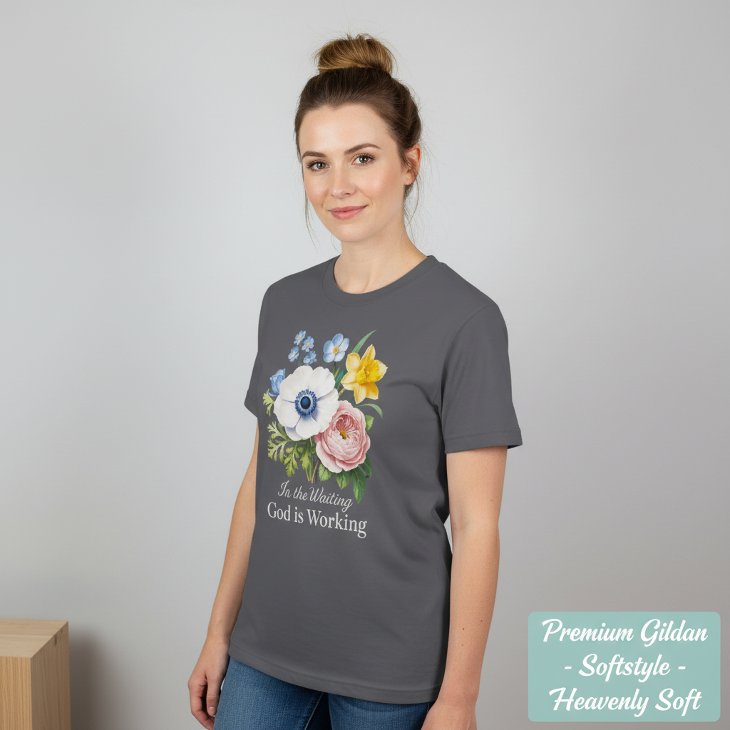 God is Working Floral T-Shirt__space
