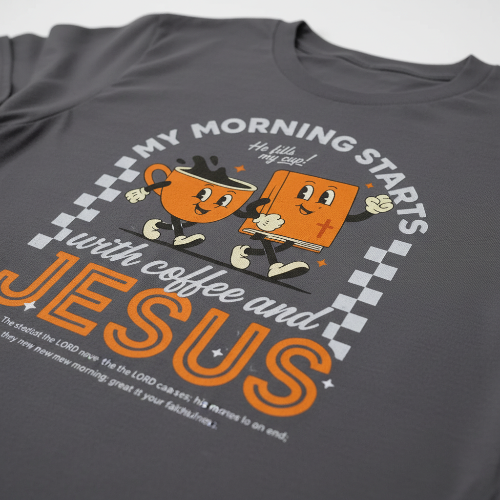 Coffee and Jesus Start My Morning T-Shirt__detail