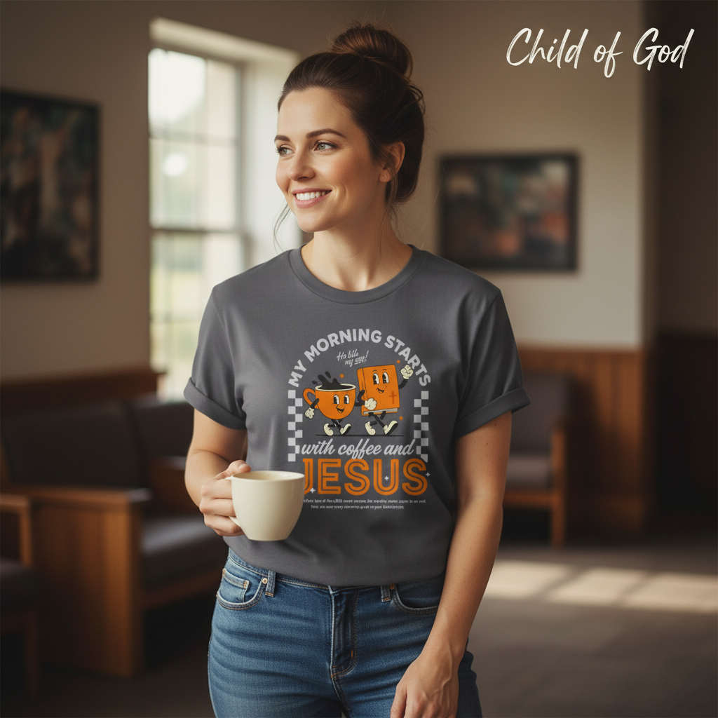 Coffee and Jesus Start My Morning T-Shirt__lifestyle