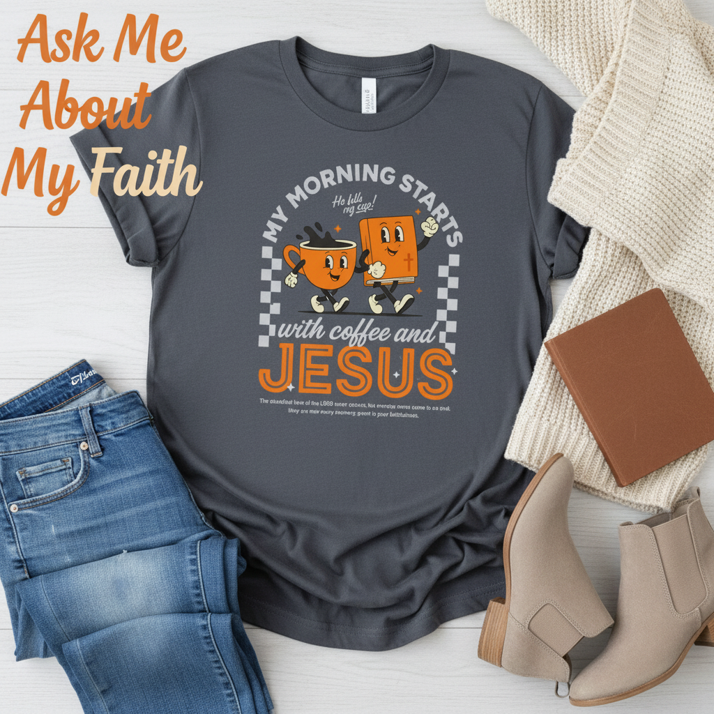 Coffee and Jesus Start My Morning T-Shirt__pair