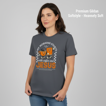 Coffee and Jesus Start My Morning T-Shirt__benefit