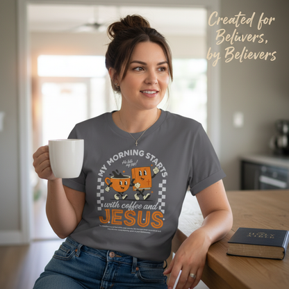 Coffee and Jesus Start My Morning T-Shirt__use
