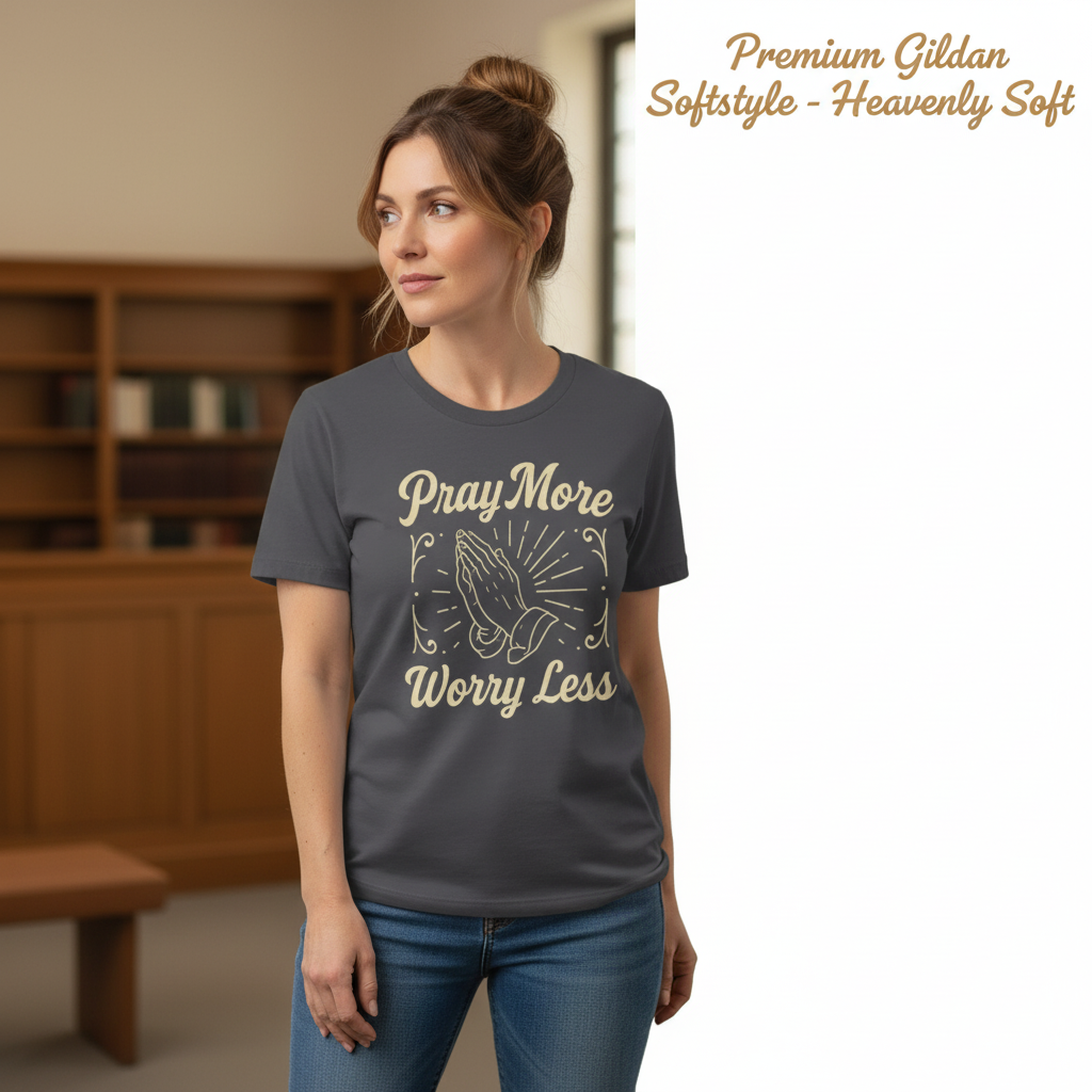 Pray More Worry Less T-Shirt__space