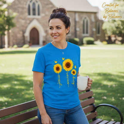 Sunflower Jesus Savior King T-Shirt__lifestyle