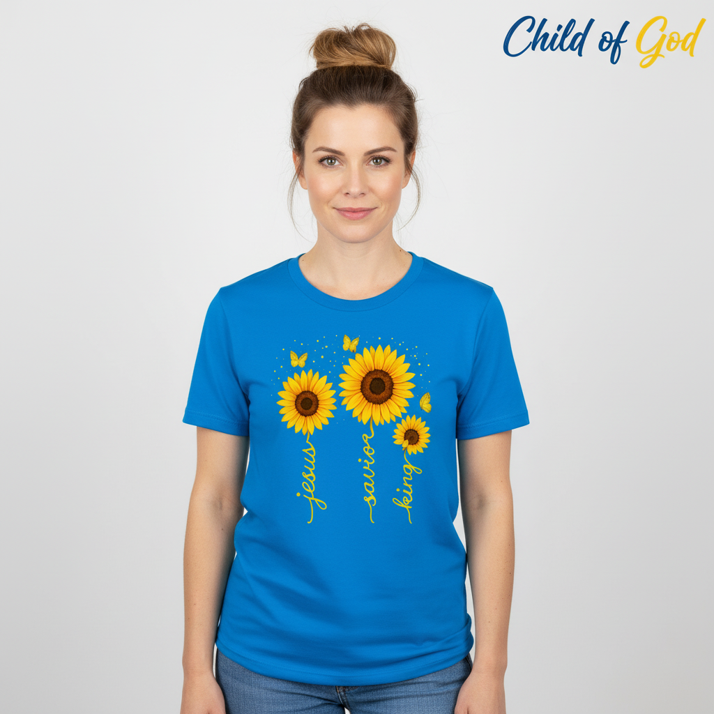 Sunflower Jesus Savior King T-Shirt__hero