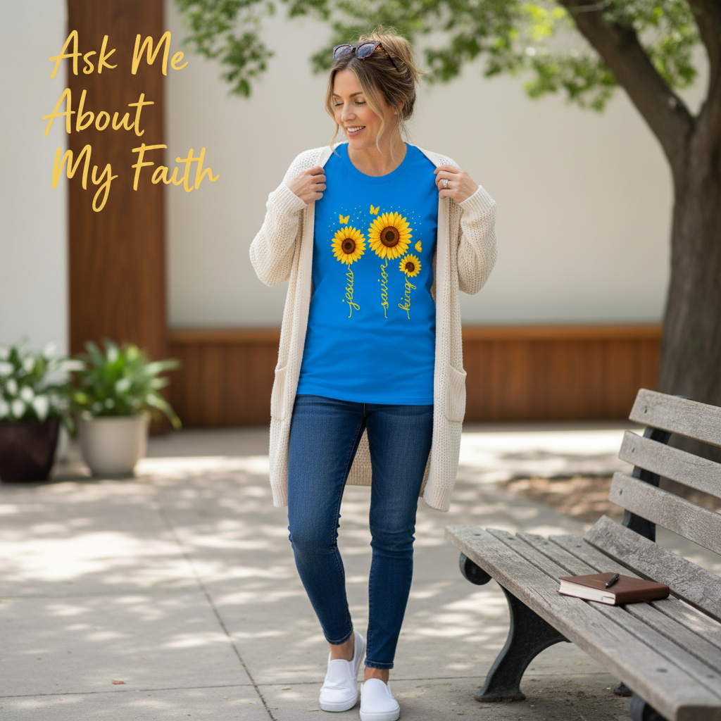 Sunflower Jesus Savior King T-Shirt__pair