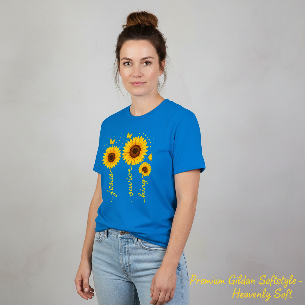 Sunflower Jesus Savior King T-Shirt__space