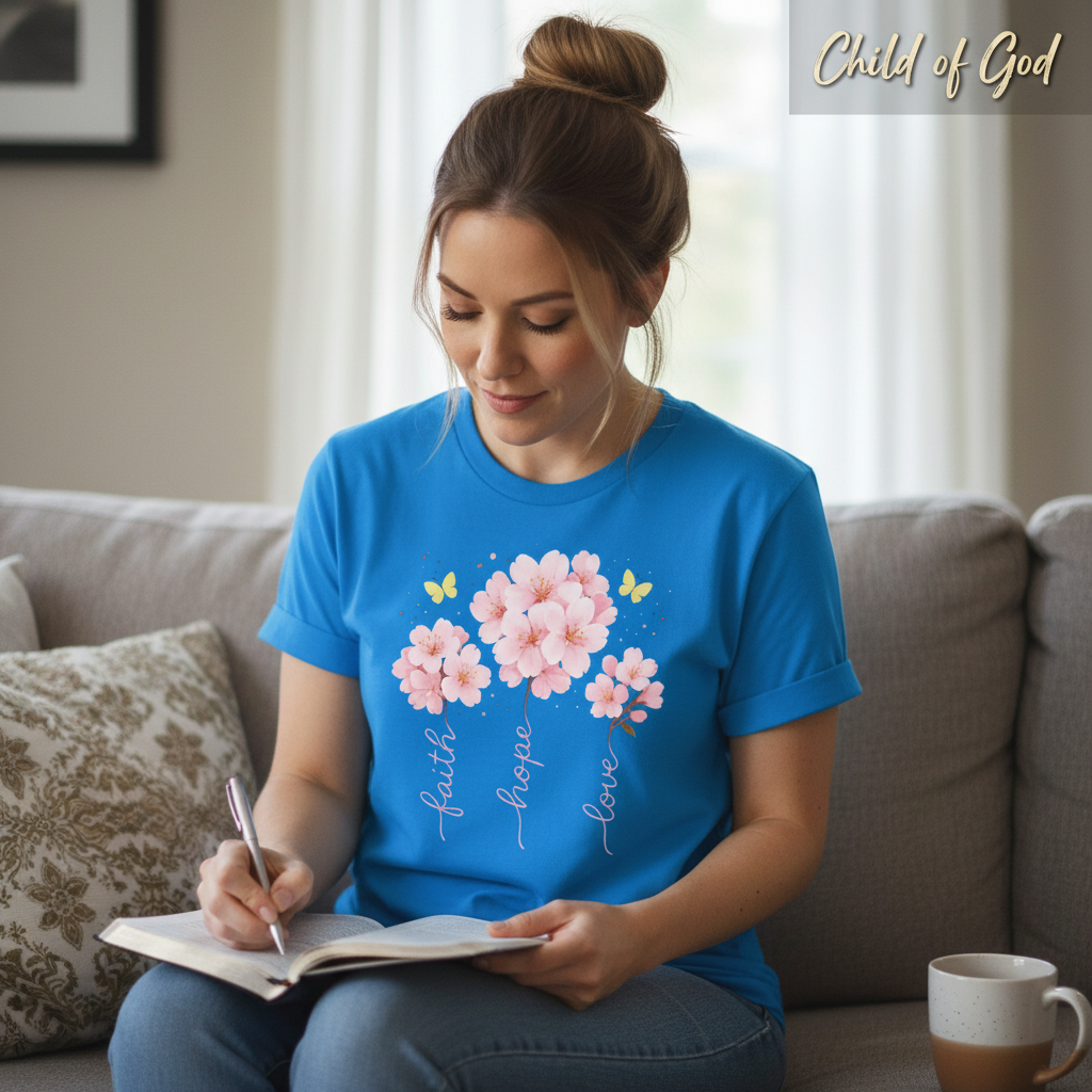 Faith Hope Love Cherry Blossom T-Shirt__use