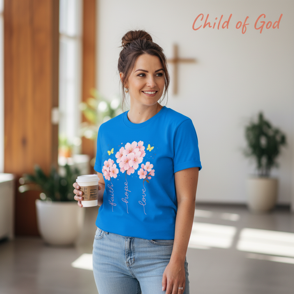Faith Hope Love Cherry Blossom T-Shirt__lifestyle