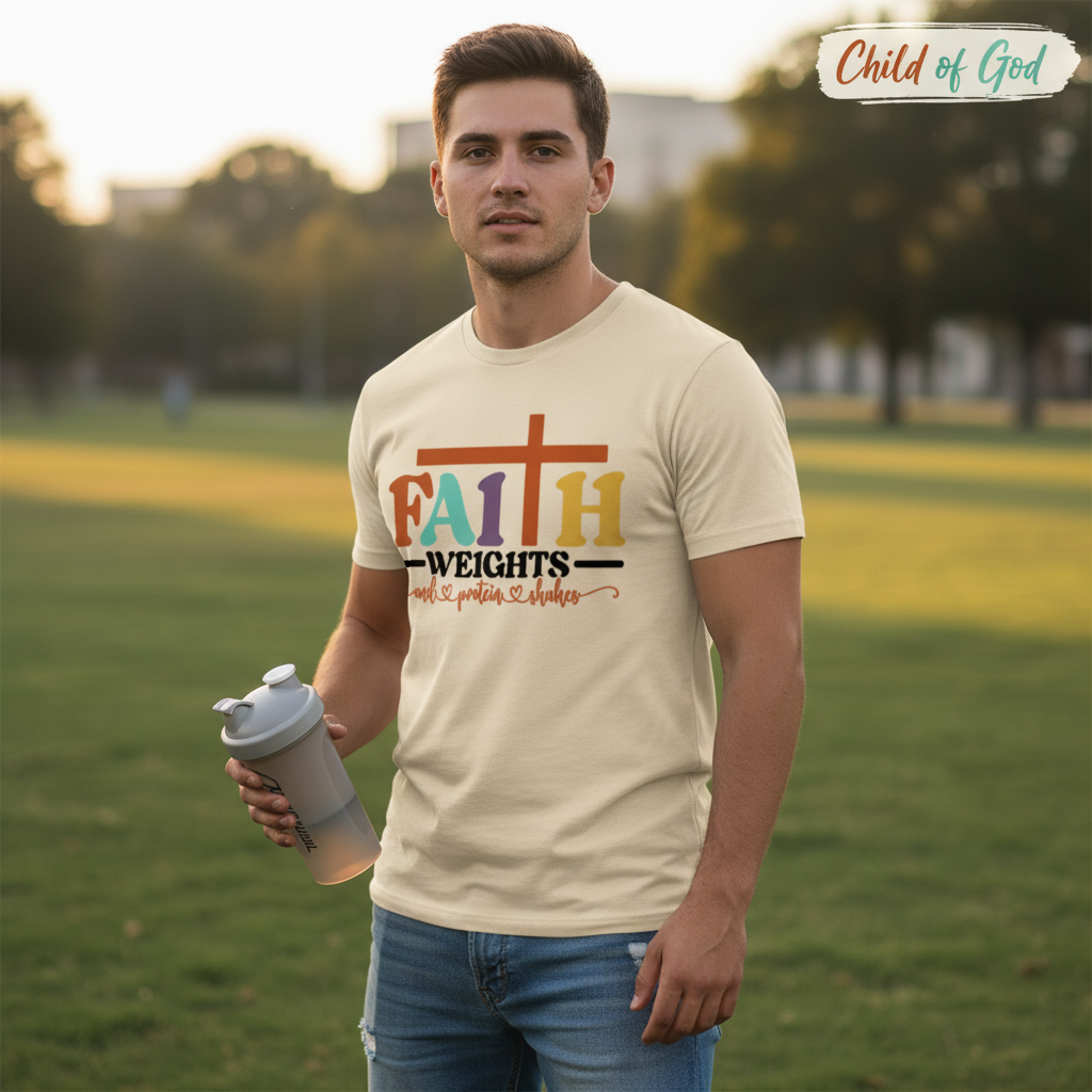 Faith and Protein Shakes T-Shirt__lifestyle