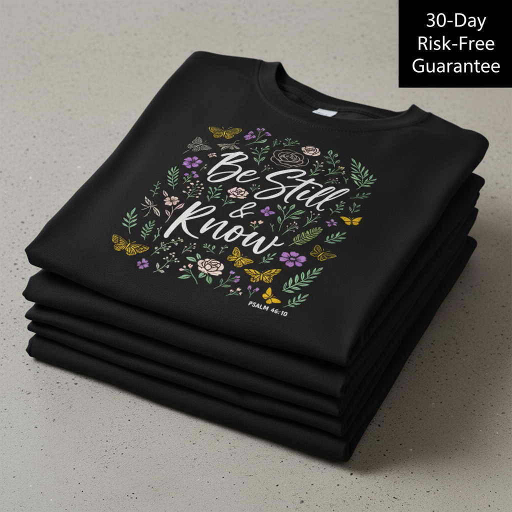 Be Still & Know T-Shirt_stacked_flatlay