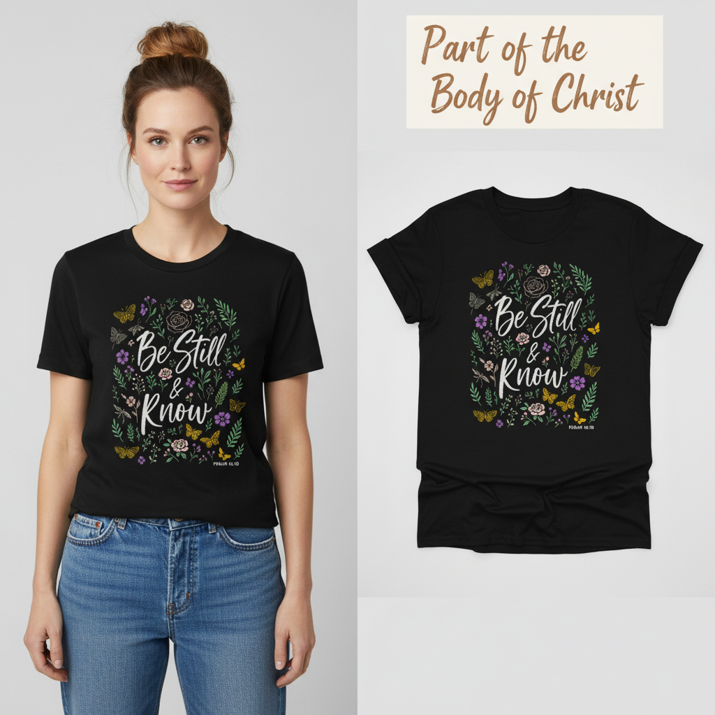 Be Still & Know T-Shirt_model_flat