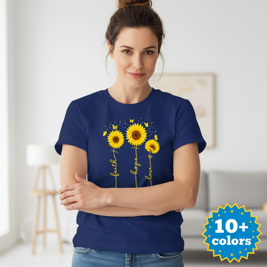 Sunflower Faith Hope Love T-Shirt_badge