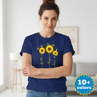 Sunflower Faith Hope Love T-Shirt_badge