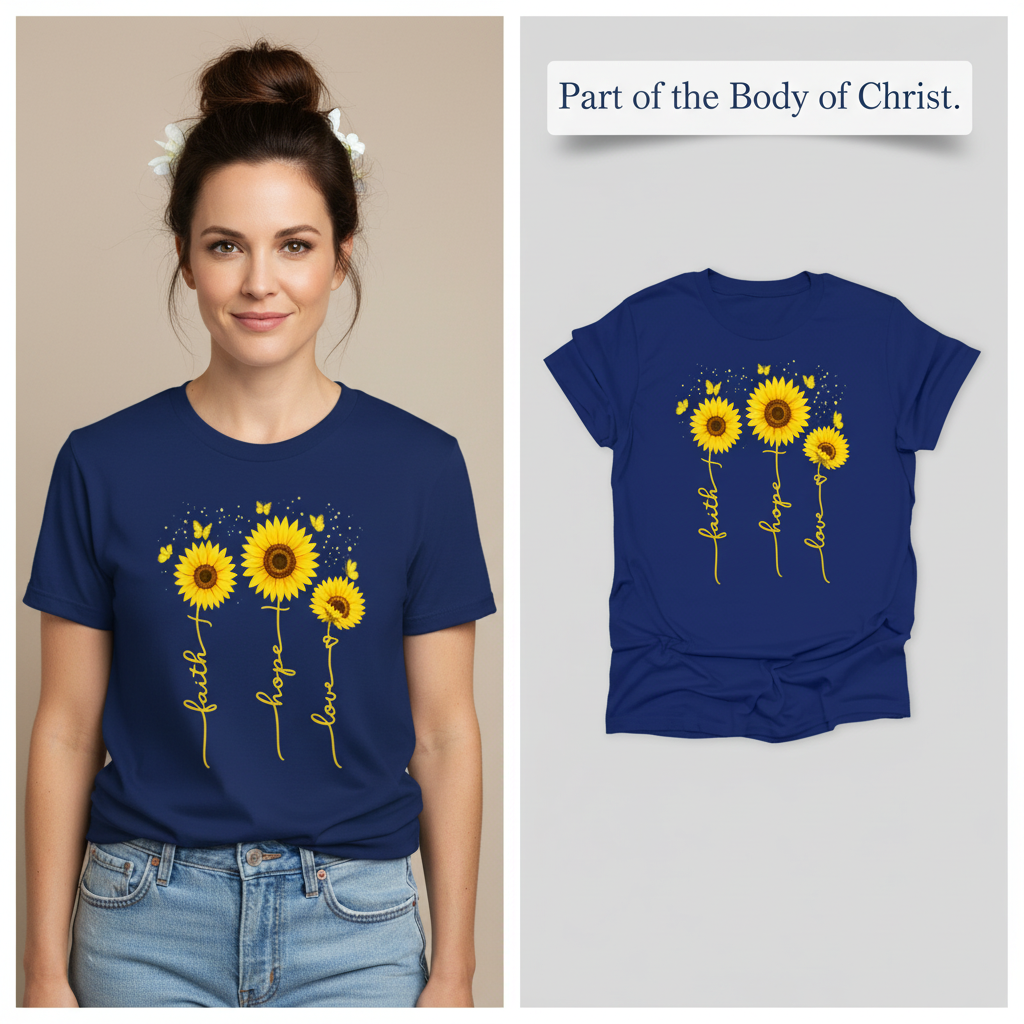 Sunflower Faith Hope Love T-Shirt_model_flat