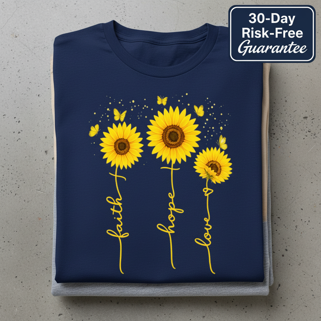 Sunflower Faith Hope Love T-Shirt_stacked_flatlay