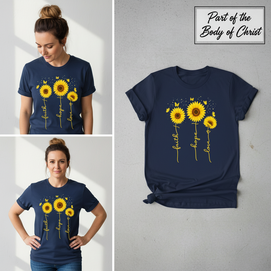 Sunflower Faith Hope Love T-Shirt_3_panel