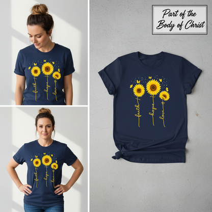 Sunflower Faith Hope Love T-Shirt_3_panel
