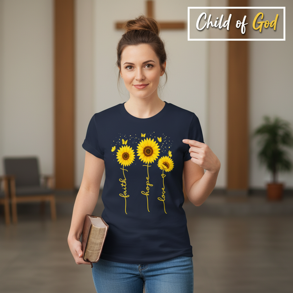 Sunflower Faith Hope Love T-Shirt_prop_inteact