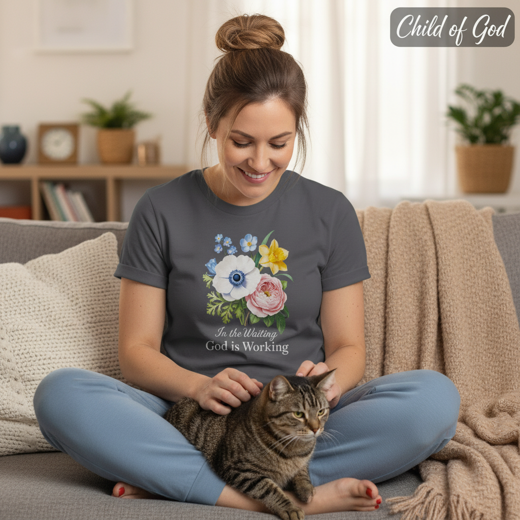God is Working Floral T-Shirt_pet_companion