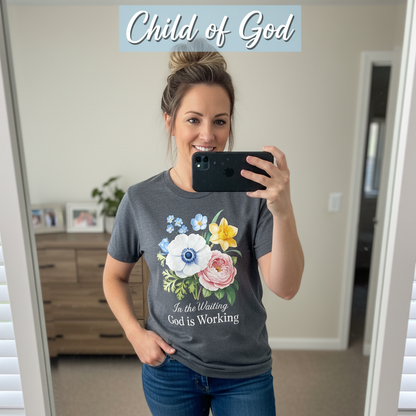 God is Working Floral T-Shirt_mirror_selfie