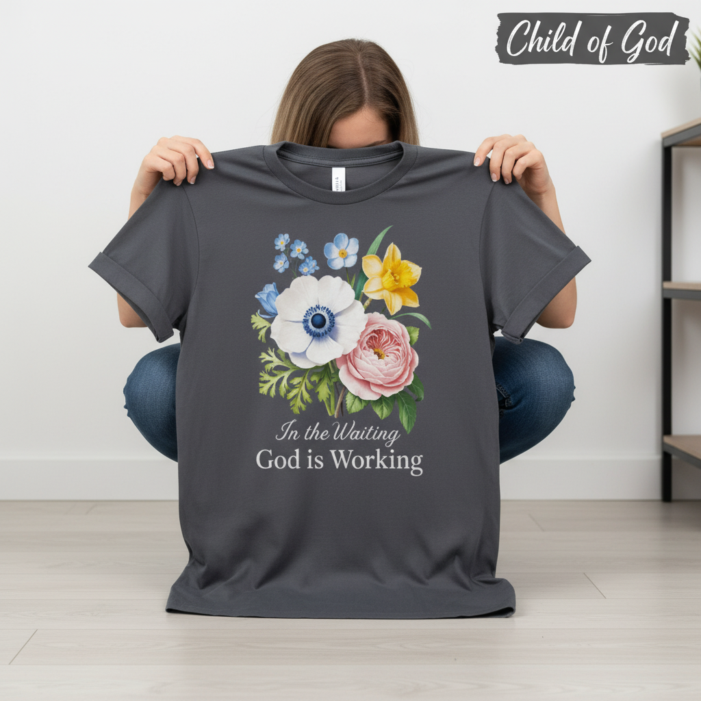 God is Working Floral T-Shirt_dangle