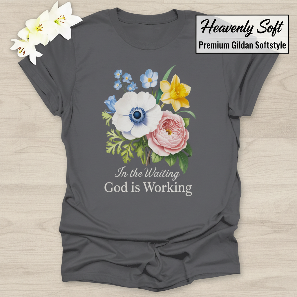 God is Working Floral T-Shirt_clean