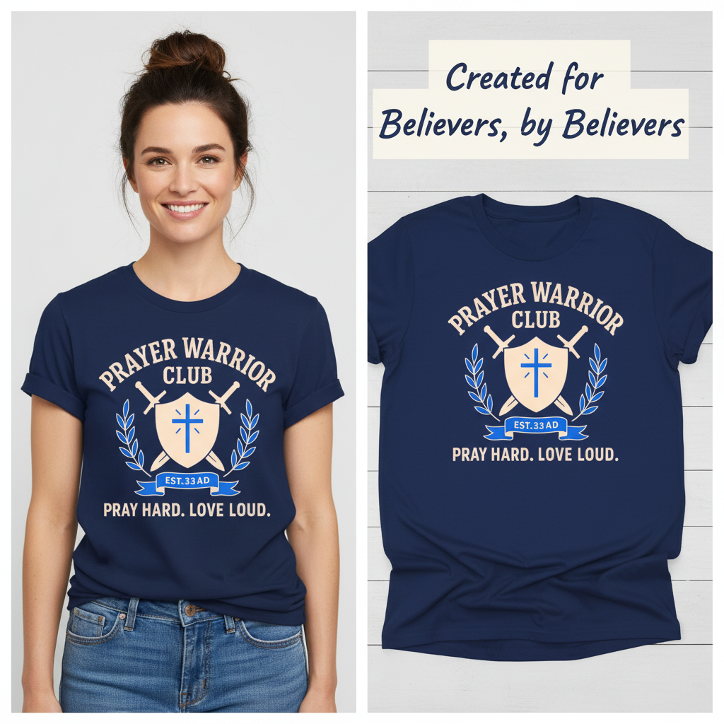 Prayer Warrior Club T-Shirt_model_flat