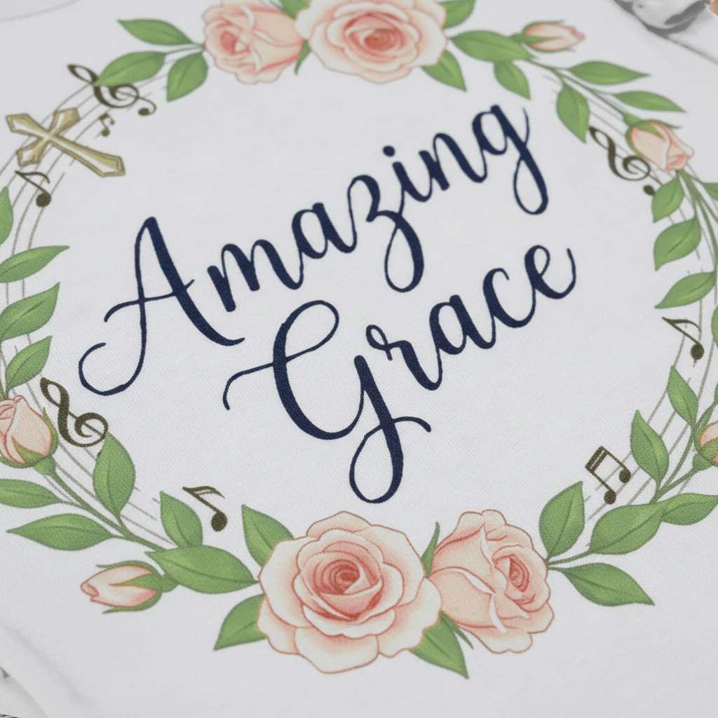 Amazing Grace Floral Wreath T-Shirt__detail