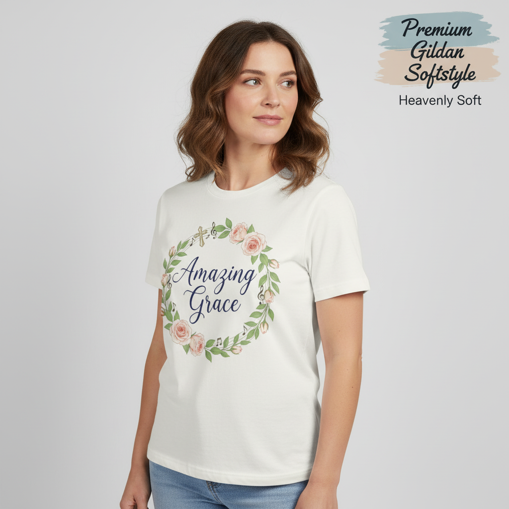 Amazing Grace Floral Wreath T-Shirt__benefit