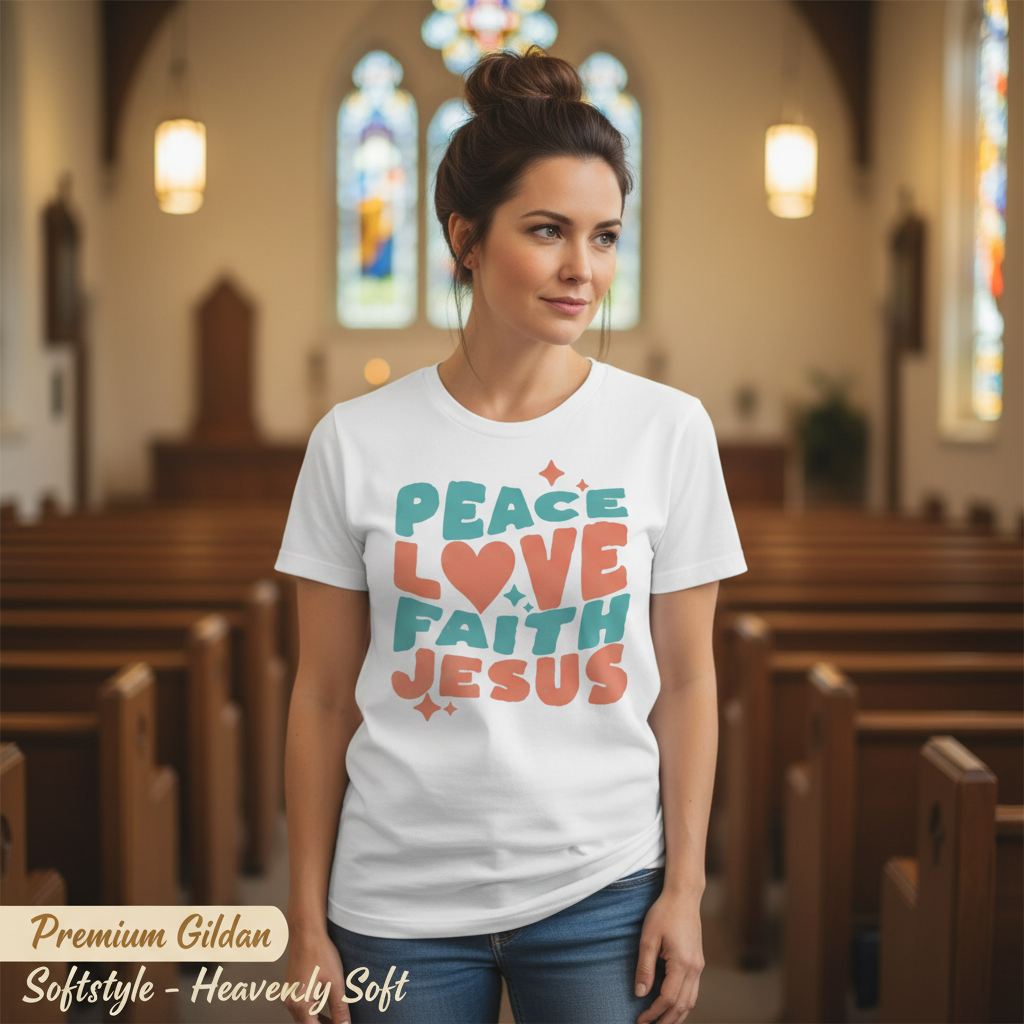 Peace Love Faith Jesus T-Shirt__space