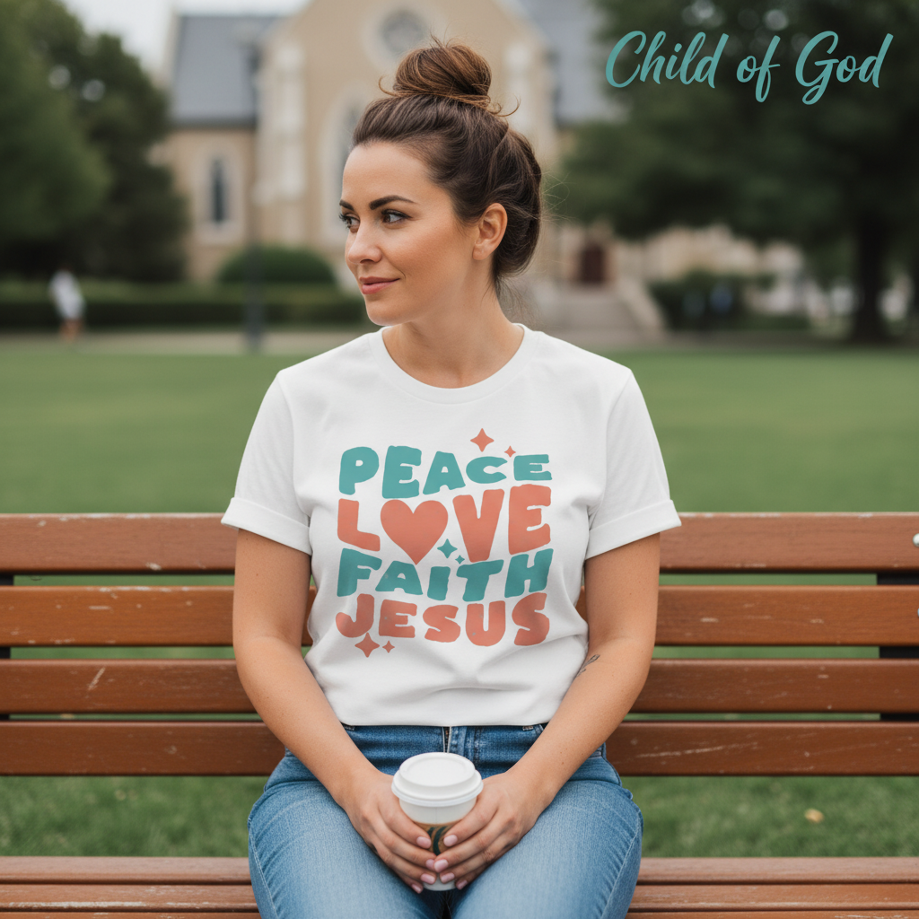 Peace Love Faith Jesus T-Shirt__lifestyle