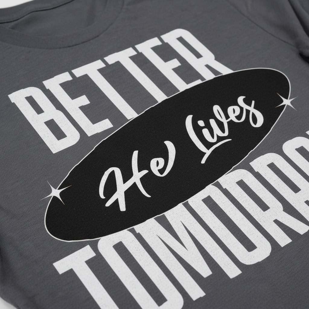 He Lives Better Tomorrow T-Shirt__detail