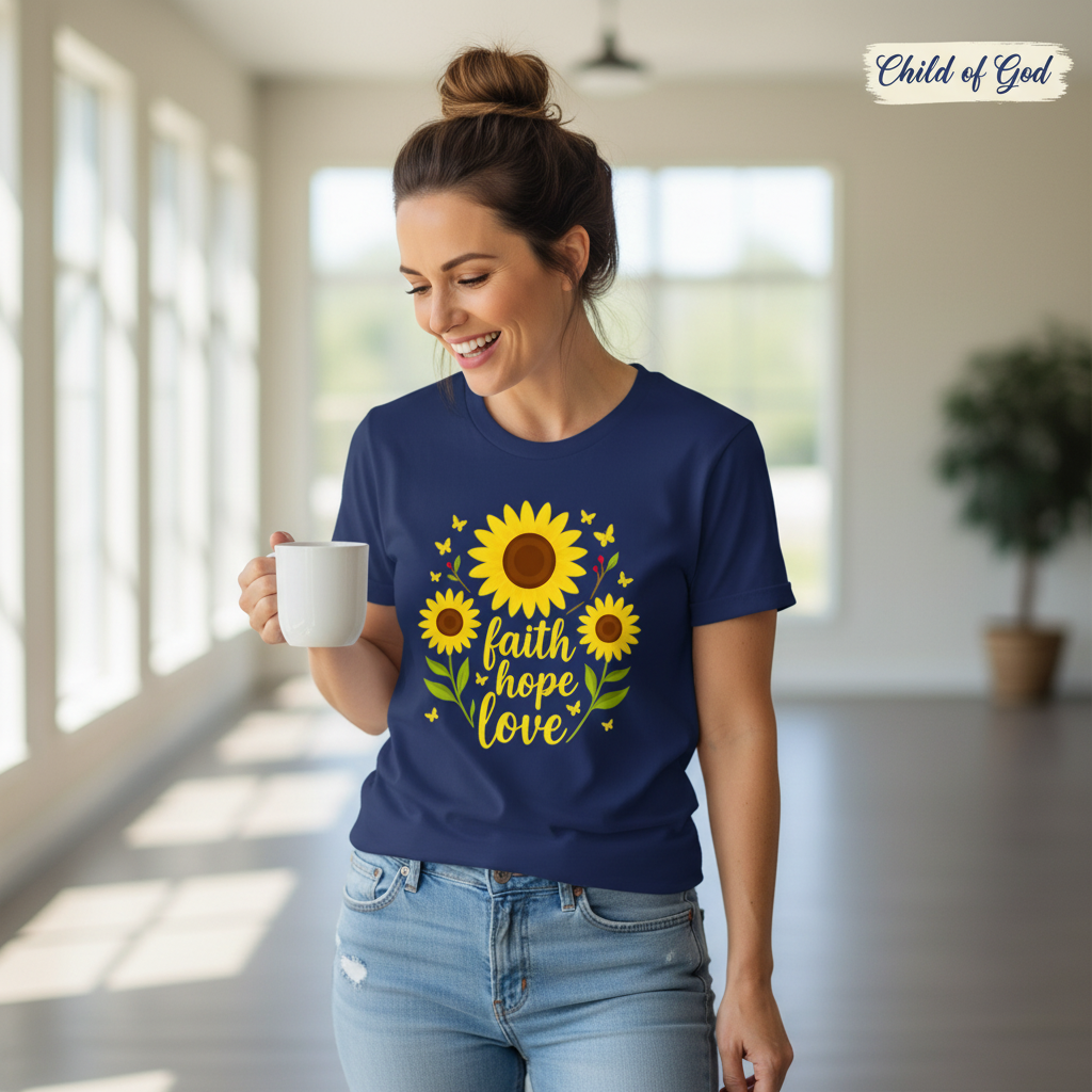 Faith Hope Love Sunflower T-Shirt__lifestyle