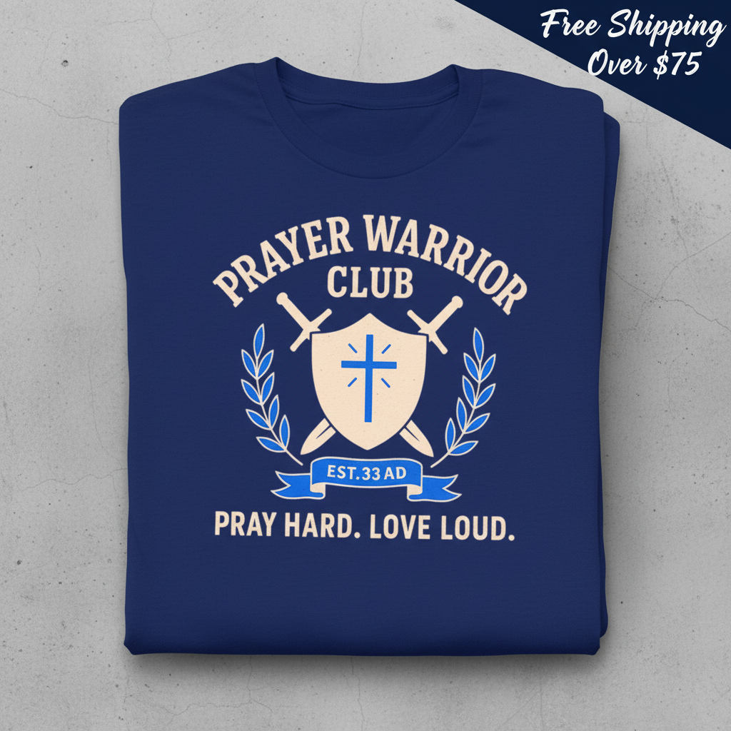 Prayer Warrior Club T-Shirt_stacked_flatlay