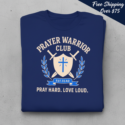 Prayer Warrior Club T-Shirt_stacked_flatlay