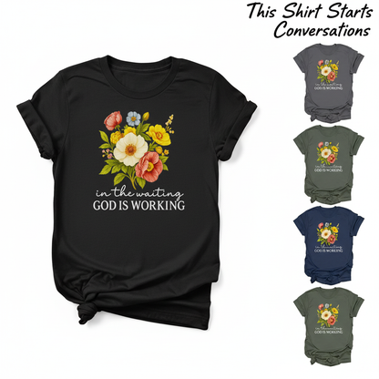 God Is Working Floral T-Shirt_color_hero