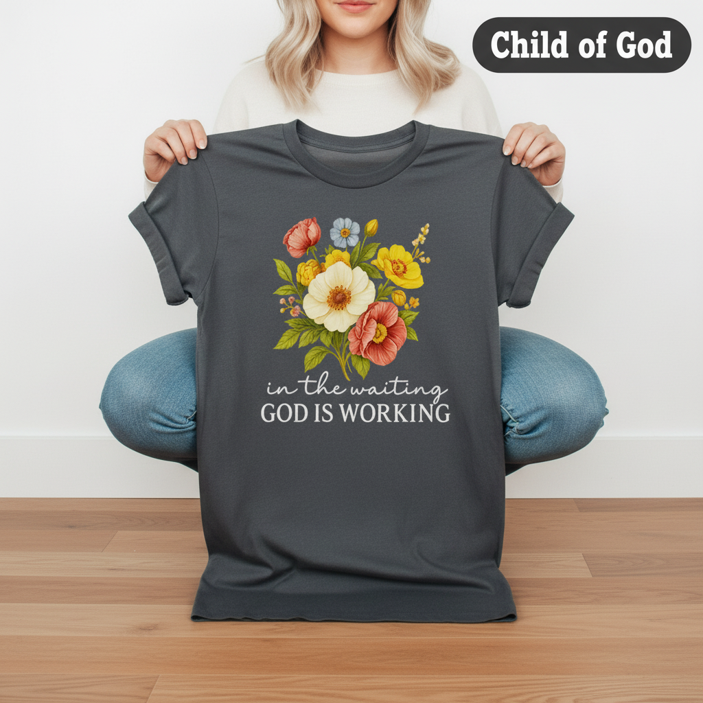 God Is Working Floral T-Shirt_dangle
