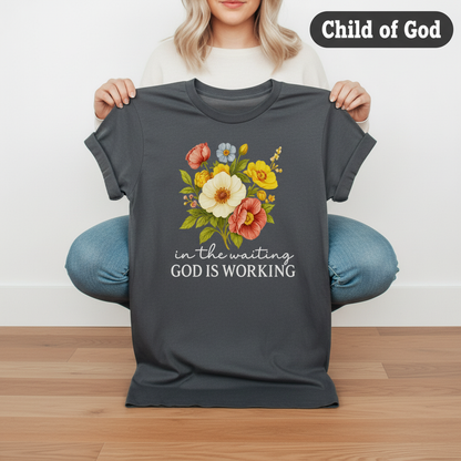 God Is Working Floral T-Shirt_dangle
