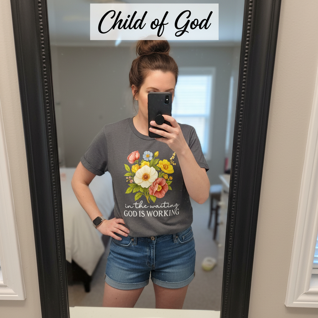 God Is Working Floral T-Shirt_mirror_selfie
