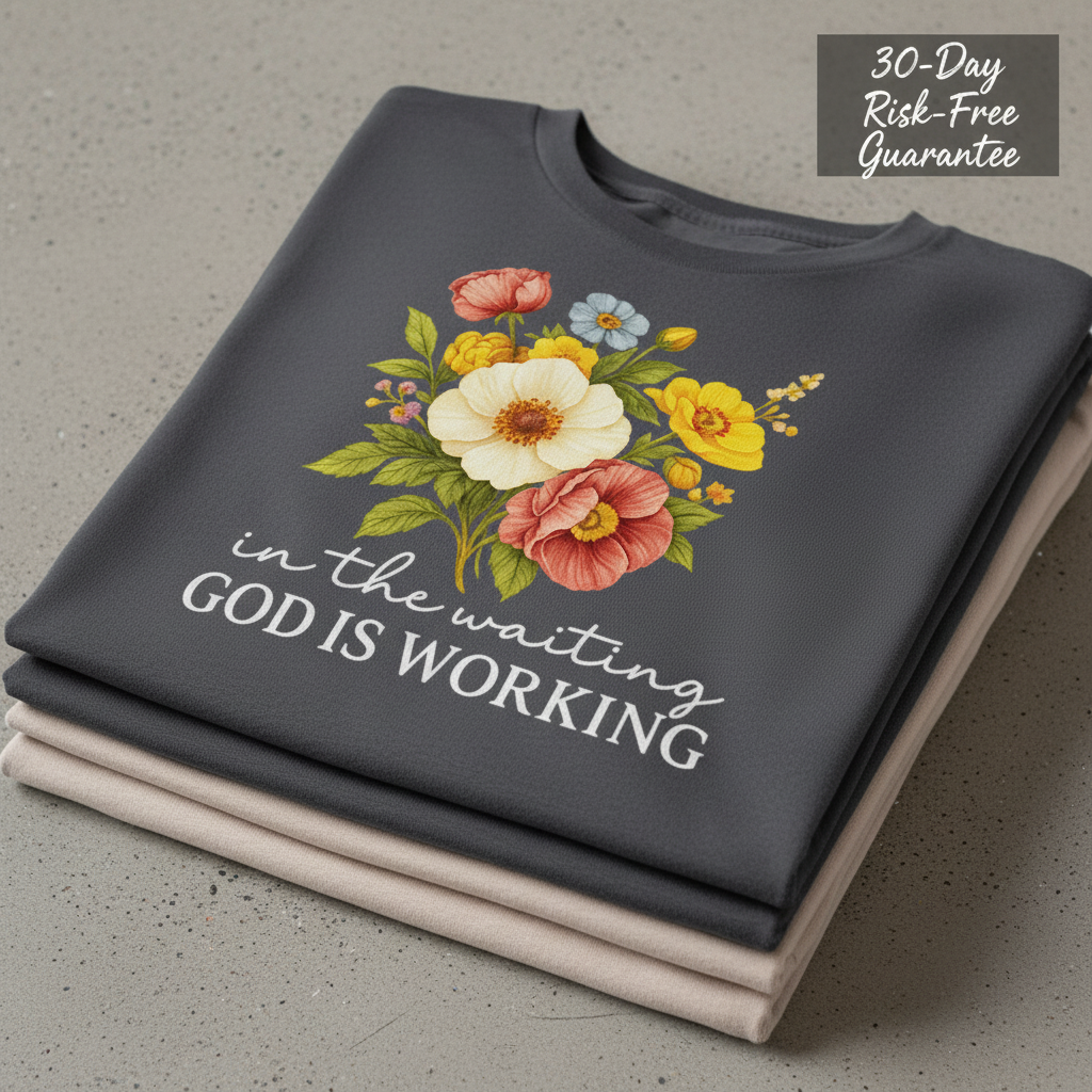 God Is Working Floral T-Shirt_stacked_flatlay