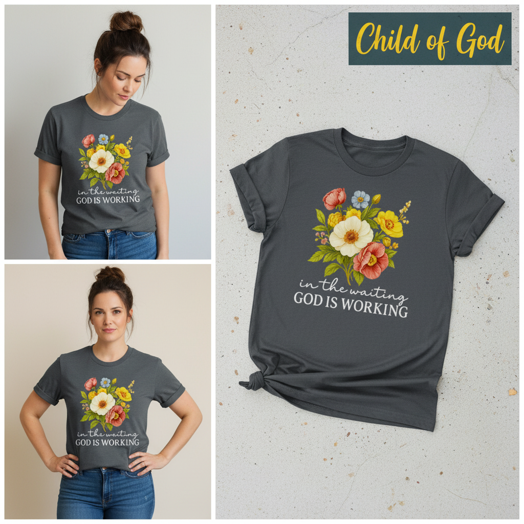 God Is Working Floral T-Shirt_3_panel