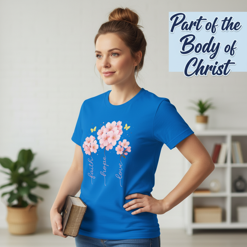 Faith Hope Love Cherry Blossom T-Shirt_prop_inteact
