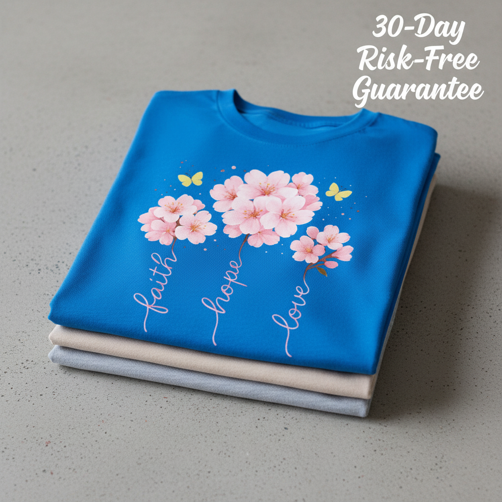 Faith Hope Love Cherry Blossom T-Shirt_stacked_flatlay